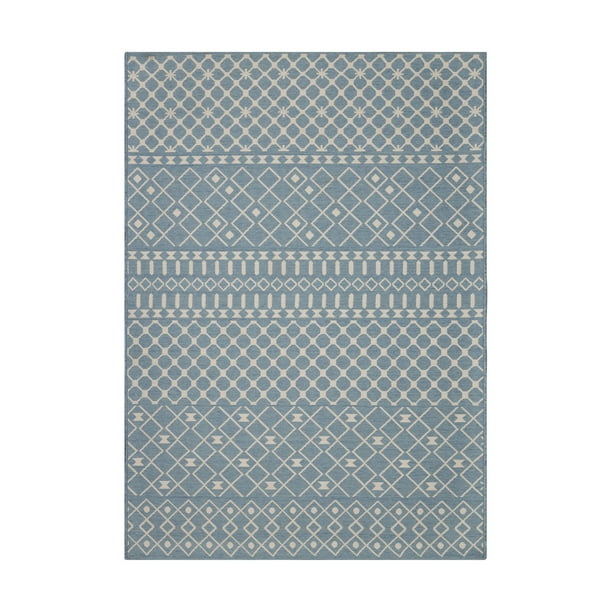 Better Homes & Gardens 5' X 7' Blue Tribal Striped Outdoor Rug
