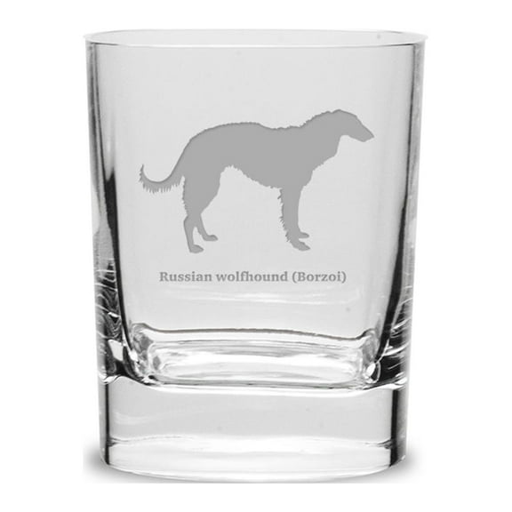 Russian Wolfhound (Borzol) Luigi Bormioli 11.75 oz Square Round Double Old Fashion Glass
