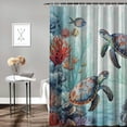 thumbnail image 2 of Orinice  Sea Turtle Shower Curtain, Nautical Coastal Stall Shower Curtains for Bathroom/Bathtub, Summer Beach Coral Seaside Ocean Waterproof Fabric Shower Curtain Set with 12 Hooks, Small  36x72, 2 of 7