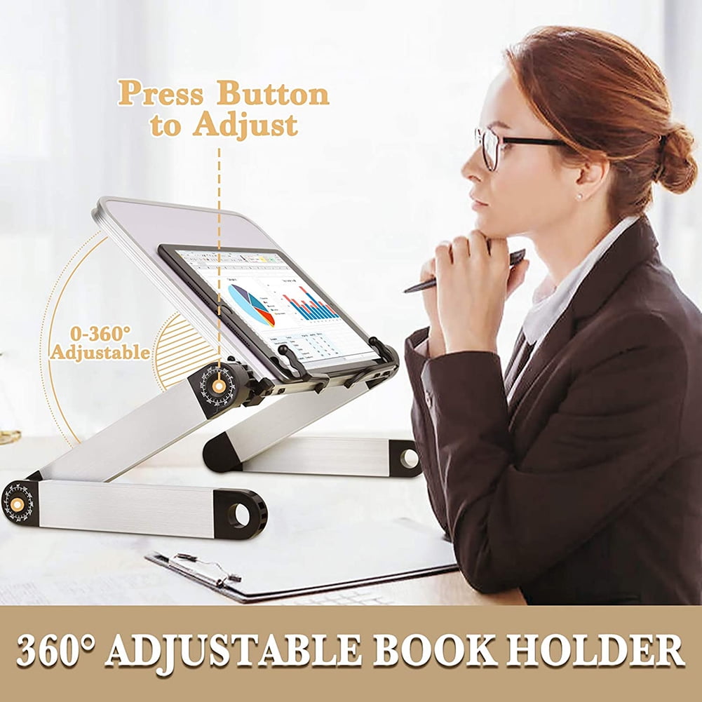 Private Jungle Book Stand, Book Holder Adjustable Height & Angle Ergonomic with Page Paper Clips for Reading Big Heavy Textbooks Music Books Tablet Cook Recipe Hands Free (White) Private Jungle Book Stand, Book Holder Adjustable Height & Angle Ergonomic with Page Paper Clips for Reading Big Heavy Textbooks Music Books Tablet Cook Recipe Hands Free (White)