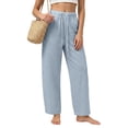 thumbnail image 3 of LIaqionyy Women Pants Elastic Waist Casual Wide Leg Lightweight Sweatpants Trousers Fashion Outfits with Pockets, 3 of 8
