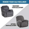 thumbnail image 5 of Funda para silla reclinable de terciopelo de felpa de 1 pieza para sillón reclinable grande, protector de muebles de terciopelo suave y grueso con parte inferior elástica, espuma antideslizante adjunta (reclinable, gris) ER, 5 of 5