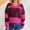 Hot Pink, variant on Women's Sweaters and Cardigans V-Neck Striped Contrast Long Sleeve Pullover