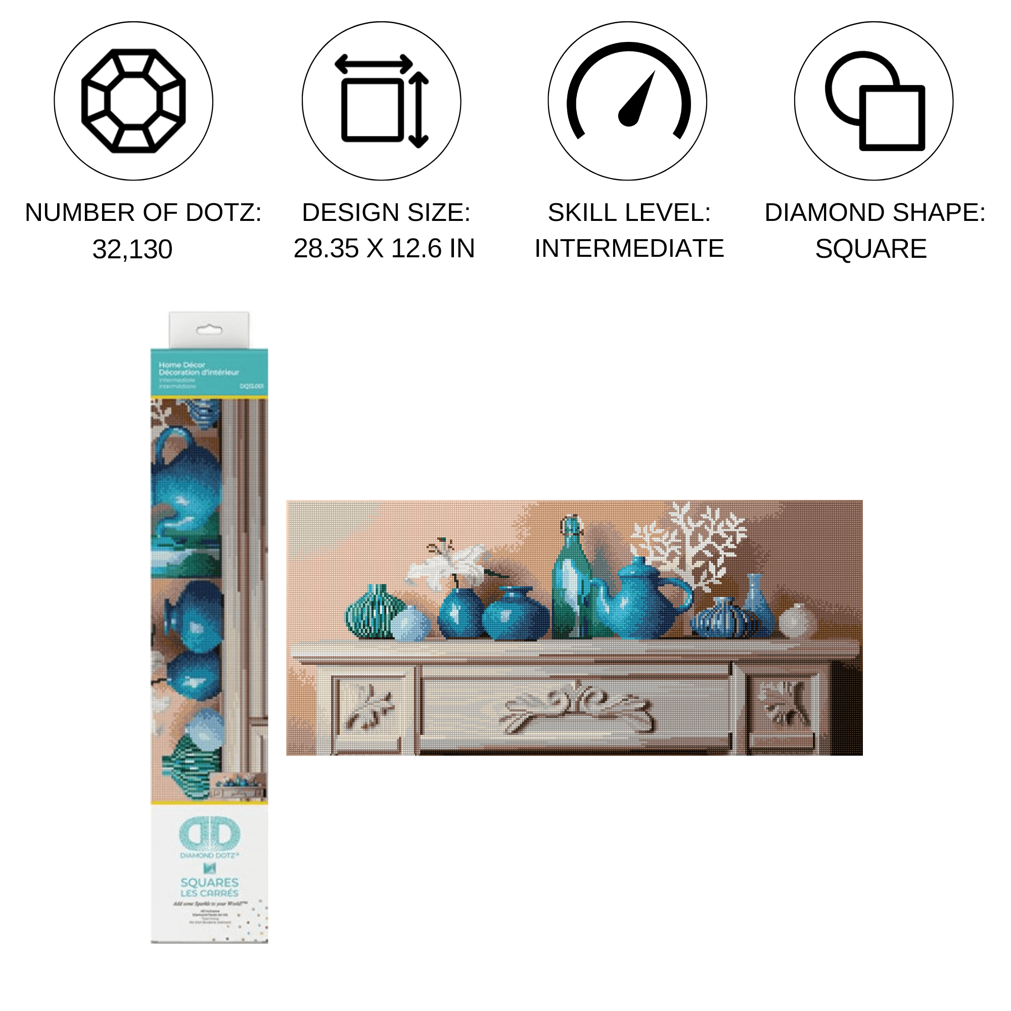 Diamond Dotz Home Decor Diamond Painting Kits for Adults - Diamond Art Kits a Relaxing Creative Craft Kit with Dotz Gems 28.4"x12.6"