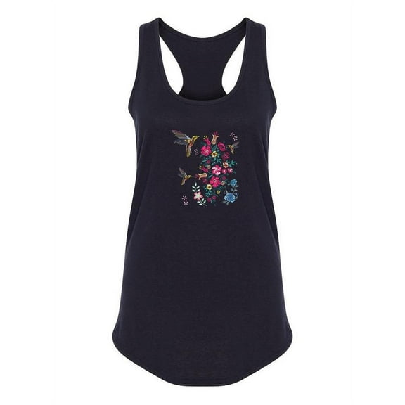 Humming Birds And Flowers Racerback Tank Women -SPIdeals Designs, Female XX-Large