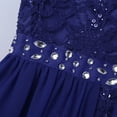 thumbnail image 6 of Miutii Kids Girls Sleeveless Floral Lace Maxi Dress Shiny Rhinestone Formal Dress High Neck Bridesmaid Gown Blue 12, 6 of 7