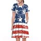 thumbnail image 1 of Balery USA Colors Stripes1 Vestidos sueltos de manga corta para mujer, vestidos de verano 2025, vestidos casuales de corte A con vuelo., 1 of 6