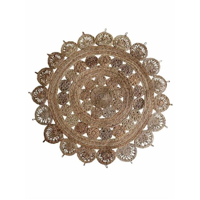 4 x 4 ft. Hand Woven Jute Oriental Eco-friendly Round Area Rug, Natural