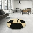 thumbnail image 3 of Ahgly Company Indoor Round Contemporary Mocha Brown Abstract Area Rugs, 6' Round, 3 of 6