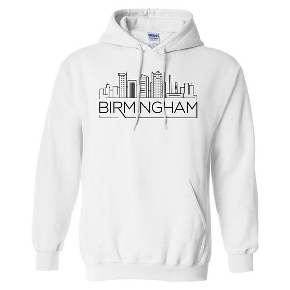 Skyline Birmingham Alabama Hoodie Sweatshirt Unisex Large White