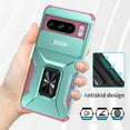 thumbnail image 2 of Phone Case for Google Pixel 8 Pro Case with Sliding Camera Cover, with 360° + 100° Free Rotation Metal Finger Ring Bracket, Fit Magnet Car Mount, 2 In 1 Case Cover for Google Pixel 8 Pro, Green, 2 of 8
