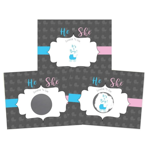 My Scratch Offs It's a Boy Gender Reveal "He or She" Scratch-off Card Game, 25 Pack
