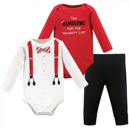UPC: 0660168725506 | Little Treasure Baby Boy Cotton Bodysuit and Pant Set  Red Suspenders  0-3 Months