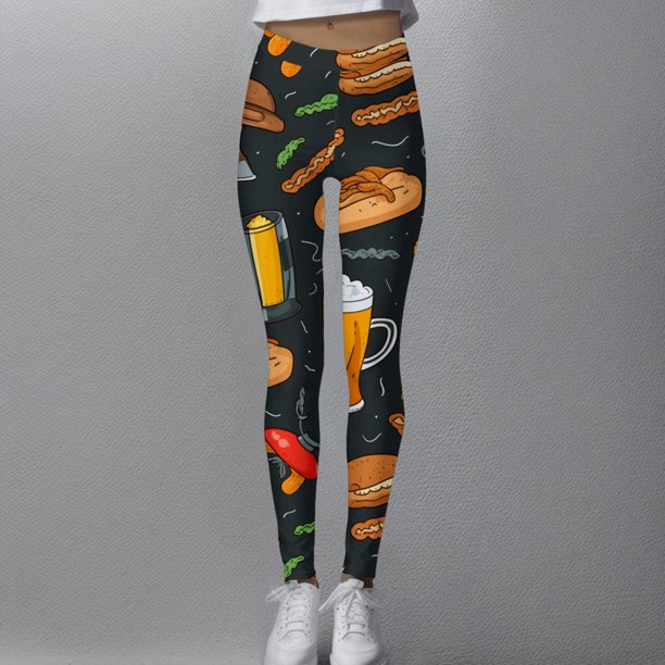 MKLEKYY Leggings de compresión para mujer, pantalones de yoga deportivos de cintura alta ajustados a la moda informal para mujer, leggings estampados
