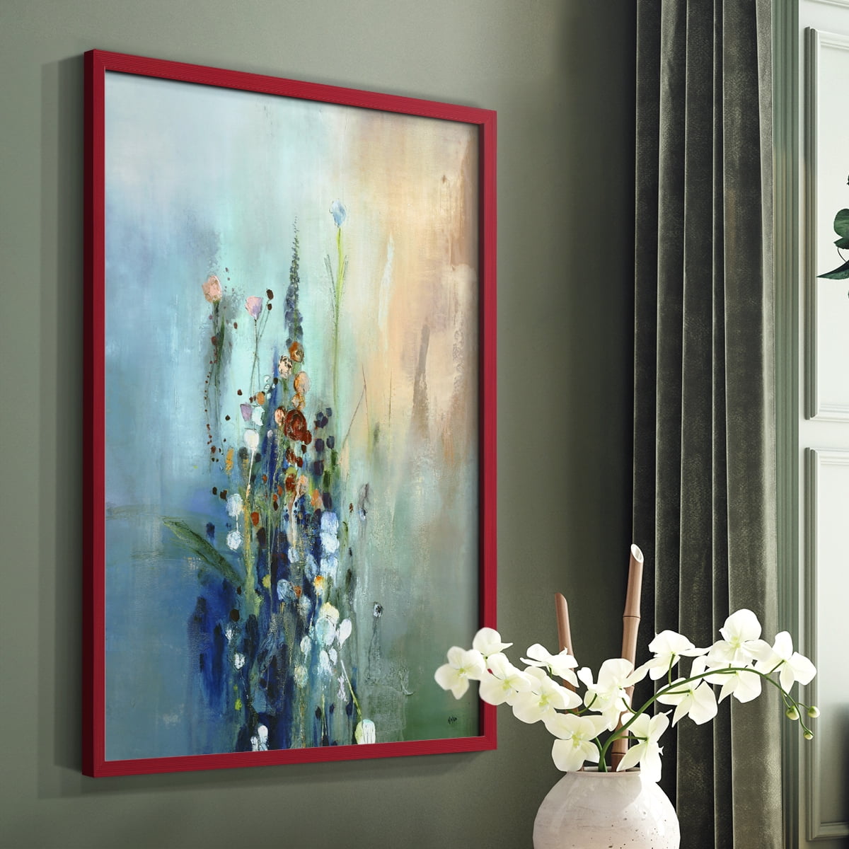 Current Air I Framed Print in Red Solid Wood Framed Print No Nail Hanging