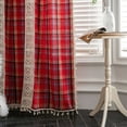 thumbnail image 5 of Blukids Christmas Tartan Plaid Curtain Panel Farmhouse Cotton Gingham Check Rod Pocket Window Curtain Panel for Bedroom Living Room,59×62 inch(Red), 5 of 7