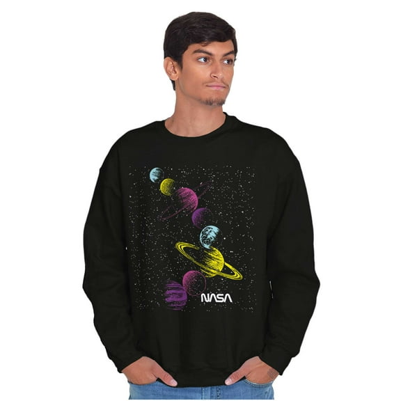 Retro NASA Space Milky Way Planets Sweatshirt for Men or Women Brisco Brands S