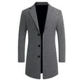 thumbnail image 4 of Trench Coats for Men Winter Casual Slim Fit Notched Collar Corduroy Jacket Overcoat One Peacoat Business Dress Coats with Pockets #01 Dark Grey, Size M, 4 of 5