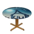 thumbnail image 3 of PIKWEEK Nativity Christmas Abstract Elastic Fitted Edged Round Tablecloth Fade Resistant Anti-Shrink Table Cloth Washable Table Cover for Banquet Home Indoor or Outdoor White, 3 of 7