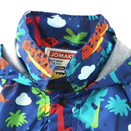

dmqupv Toddler Boy Rain Suit Children s Boys Girls Dinosaur Rainbow Printed Button Rain Toddler Girl Lined Raincoat Dark Blue 6 Year