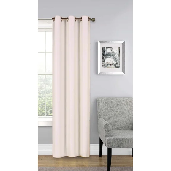 Gorgeous Home Linen (#32) Hotel Quality Silver Grommet Top, Faux Silk Blackout Window Curtain 95" L Ivory Off 1-Panel