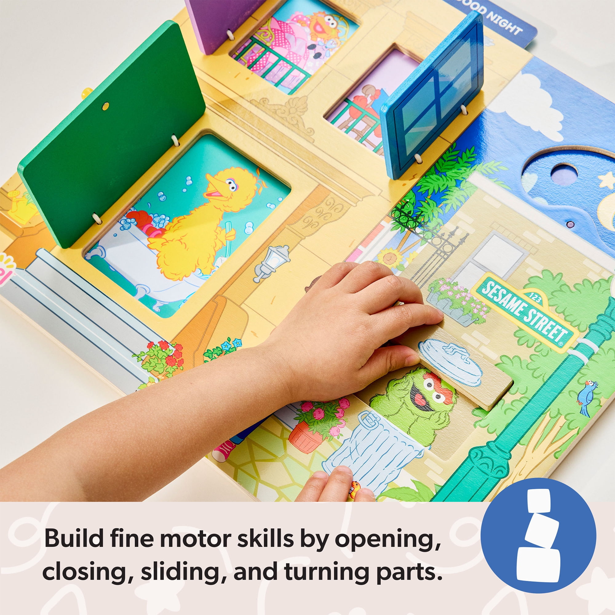 Melissa & Doug® Ms. Rachel™ Sesame Street Wooden Daily Routines Activity Board Preschool Learning Toy for Boys and Girls - FSC Certified