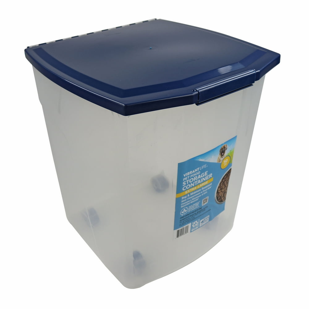 Vibrant Life Plastic Pet Food Storage Container with Locking Lid, Extra