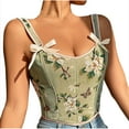 thumbnail image 2 of BLTIBY Women Bustier Corset Court Vintage Body Shaper Printed Sleeveless Vest Tops Renaissance Medieval Waist Cincher Green M, 2 of 9