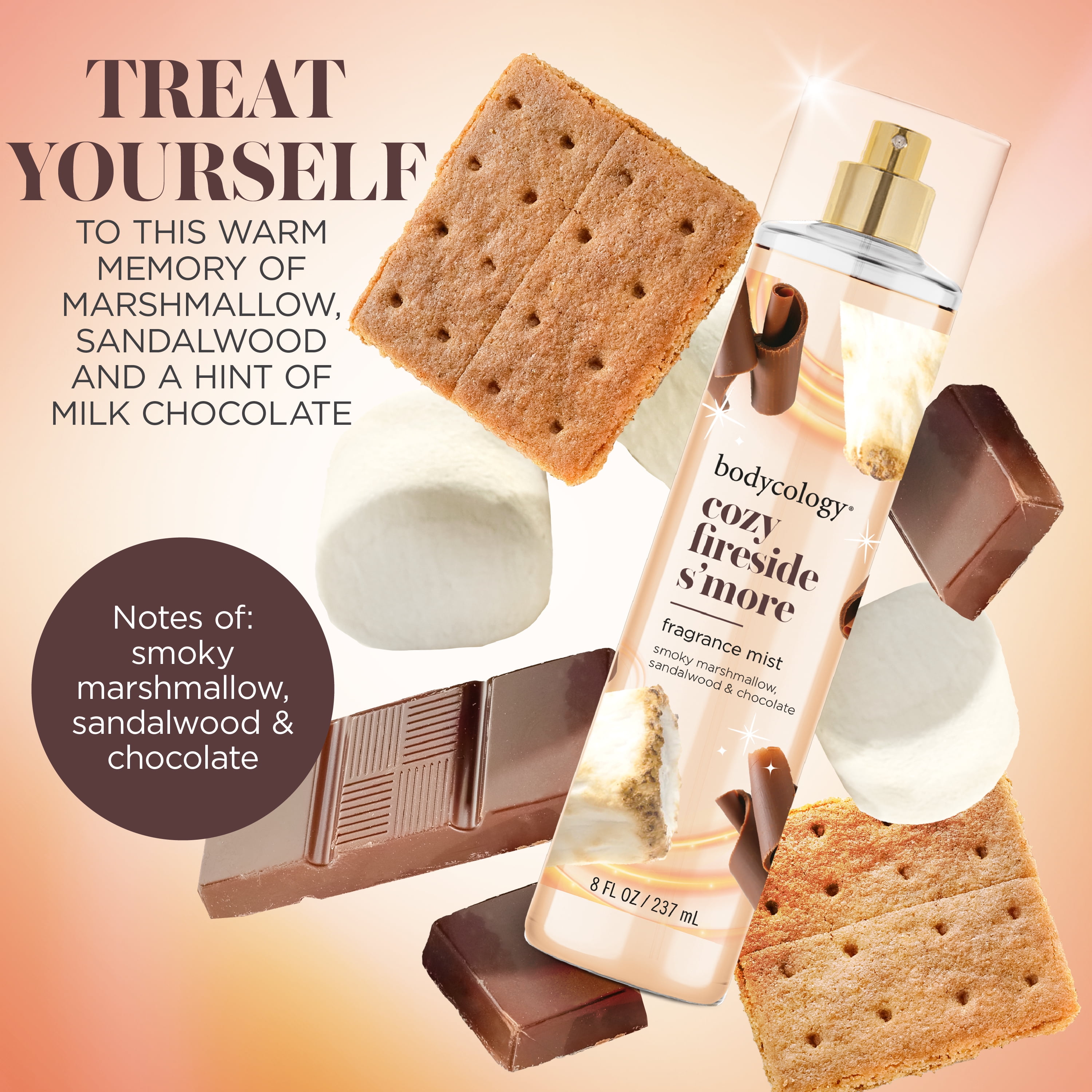 Bodycology Fragrance Body Mist, Cozy Fireside S'more, 8 fl oz