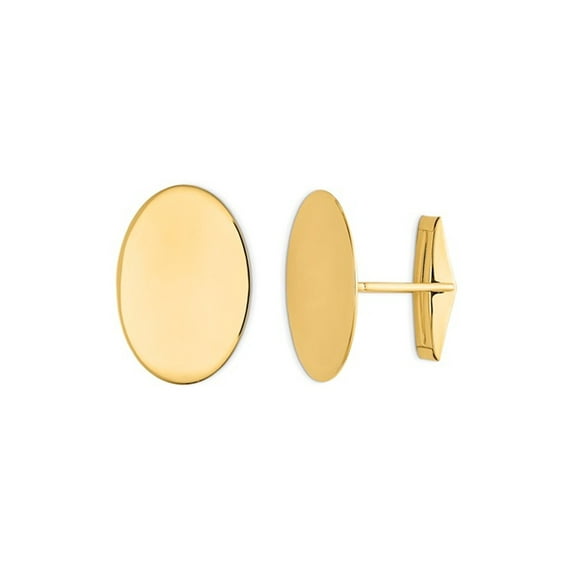 Gem & Harmony Mens Oval Polished Cuff Links in 14K Yellow Gold for Men