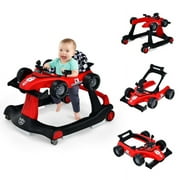 4-in-1 Foldable Activity Push Walker with Adjustable Height - Red