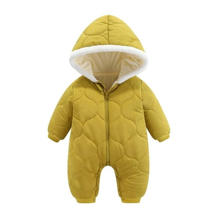 

uublik Boys Girls Winter Bodysuits Fashion Baby Solid Colour Long Sleeve Onesies Thickened Warm Bear Ears Jumpsuit