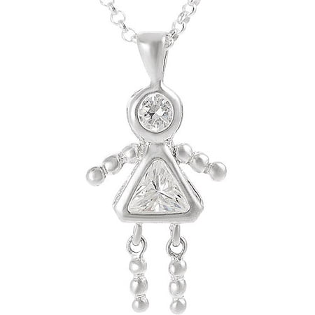 Girl Birthstone Pendant in Sterling Silver