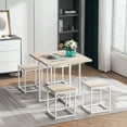 thumbnail image 1 of 5 Piece Dining Table Set for 4, Wood and Metal Rectangular Table Kitchen Set with Wood TableTop & Sturdy Steel Frame, Industrial Compact Kitchen Table Set for Dining Room, S9999, 1 of 8