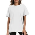 thumbnail image 2 of yillto Women's Oversized T Shirts Cotton Short Sleeve Crewneck Summer Tops Casual Loose Basic Tee Shirts, 2 of 7