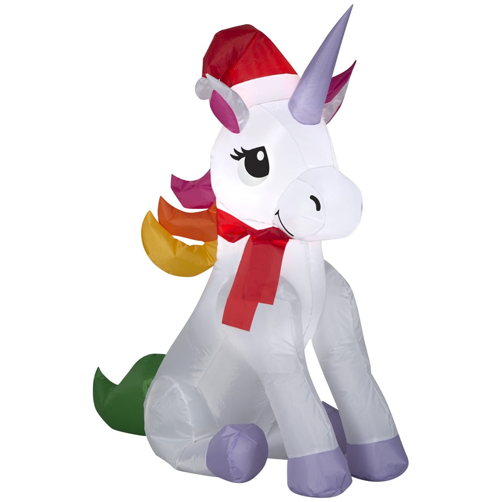 3.5' Gemmy Airblown Christmas Rainbow Unicorn Yard Decoration 118452