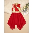 thumbnail image 4 of MSemis Kids Girls Chiffon Worship Praise Dance Dress Tunic Liturgical Lyrical Dance Costume Red 16, 4 of 6