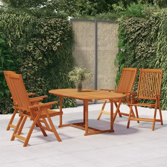 vidaXL 5 Piece Patio Dining Set Solid Wood Eucalyptus