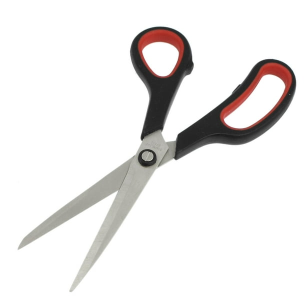 Black Red Plastic Handle Stainless Steel Blade Scissors Shears Oqwku 