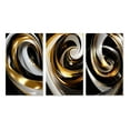 thumbnail image 2 of Designart "Black White Gold Swirl Liquid Dimension II" Abstract Spirals Wall Art Set Of 3 - Transitional Gold Canvas Set For Living Room Decor, 2 of 6