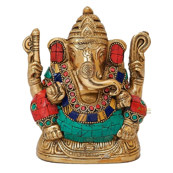 StatueStudio Ganesha Statue Temple Decor Lord Ganesh Murti Religious Showpiece Ganpati Idol Gift Item for Gift item for Diwali Pooja, Mandir, Home Decor and Office Table (4.5 X 2.5 X 5.5 Inch)