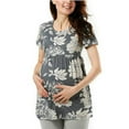 thumbnail image 3 of FASHIONWT Women Summer Round Neck Polka Dot Floral Print Short Sleeve Maternity Top, 3 of 5