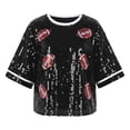thumbnail image 5 of VNKIDY Women's Carnival Sequin Football Pattern Short Sleeve T Shirts Crewneck Loose Fit Tees For Sports Theme Party Casual Daily Wear Outdoor Activities Cozy Tops, 5 of 5