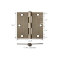 thumbnail image 2 of Door Hinge in Antique Brass, 3.5-Inch, Square Corner Radius, 6-Pack, 2 of 11