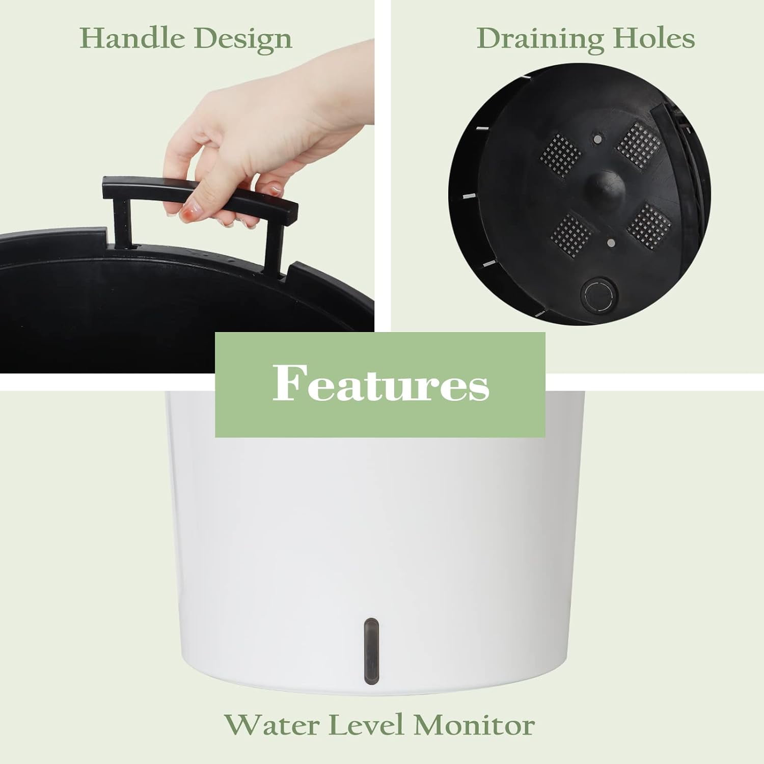 SAROSORA Large Round Self Watering Planter Pot 12.5'' 2-Pack for Home Garden Patio Tall Tree(White,1-Pack)