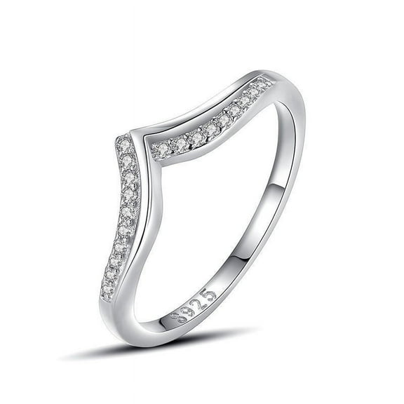 V-shaped Ring Female Simple Asymmetrical Diamond Index Finger Ring Stacked Wear