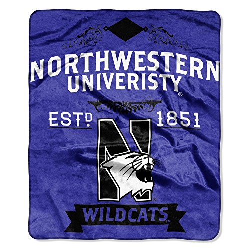 "NCAA Northwestern Wildcats Plush Raschel Throw Blanket, Purple, 50 x