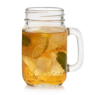 Lot De 4 Tasses Mason Jar 24 Oz Avec Poignées – Verre Recyclable – Idéal Cadeau