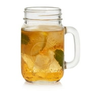 Libbey County Fair Set of 12 Mason Drinking Jars with Handles, Classic 16.5 oz Glass Mason Jar Mugs w/ Top, Drinking Glass Jar for Cocktail, and More