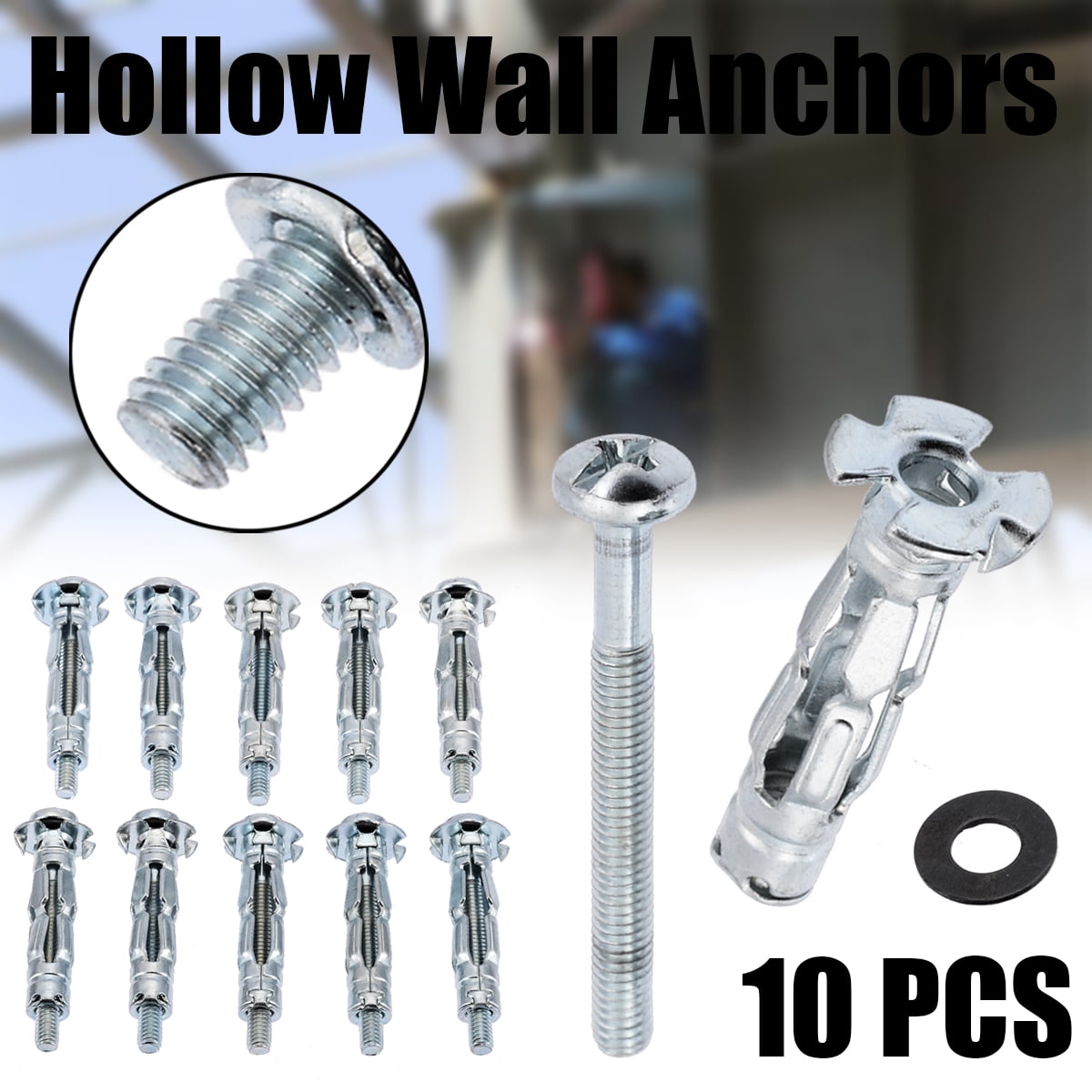 4 Pak 25 Ea Zinc-Plated Steel Hollow Wall Anchors #6-32 x 2 3/8 in w/ TrussHead 